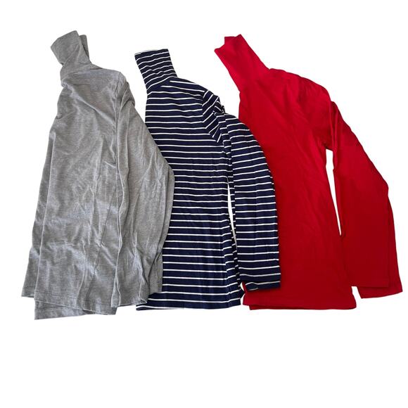 Old Navy Lightweight Turtleneck Tops Shirts Red Blue Gray Bundle 3 - Size Large - Picture 1 of 12